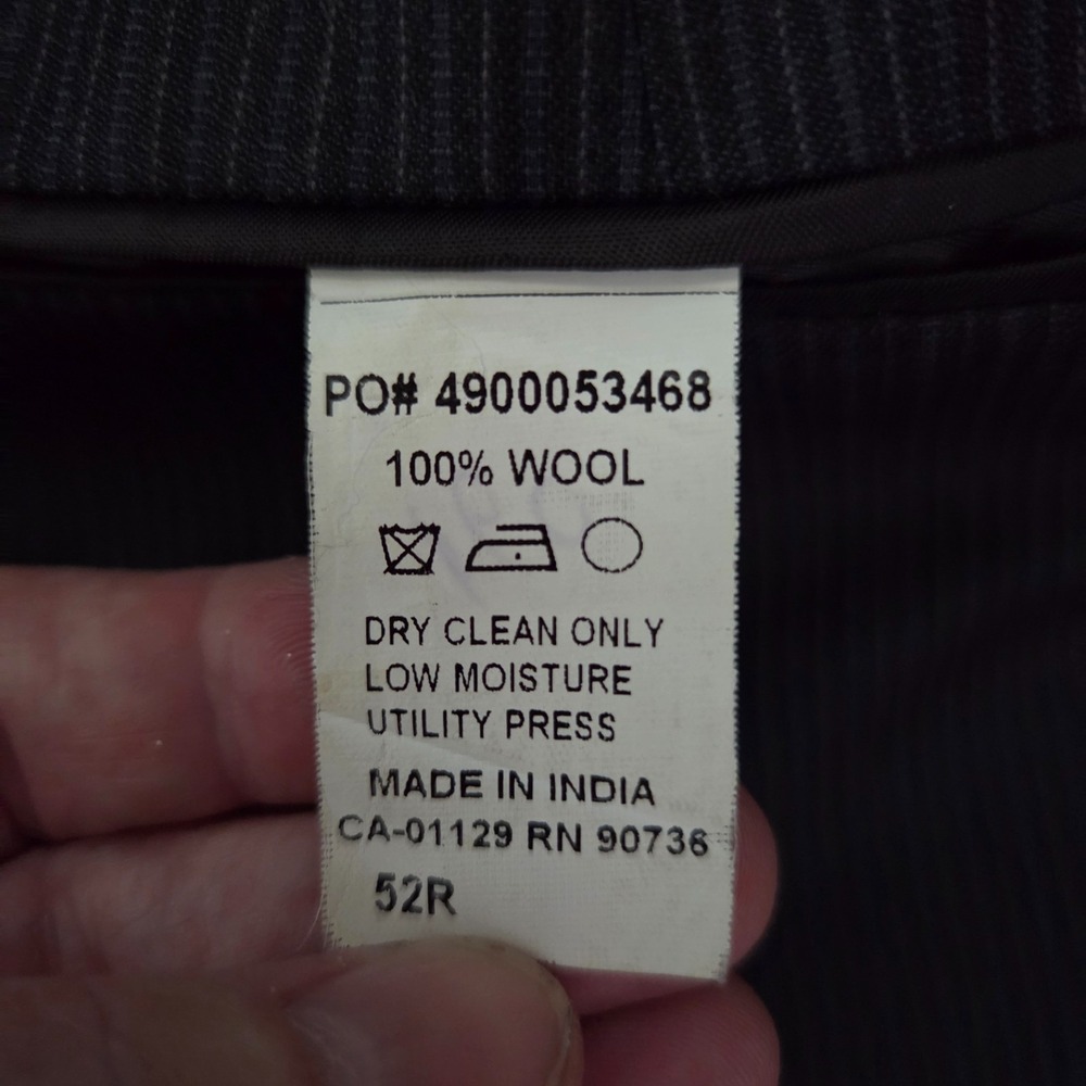 Lauren Ralph Lauren Men's Black Pinstripe Wool Blazer Size 52R Office Jacket - Picture 8 of 8